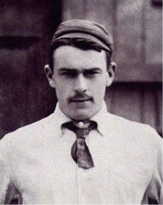 Pictures of young Andrews as a cricket player, with moustache