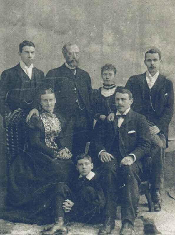 Group portrait of Thomas Andrew's family, featuring young Andrews