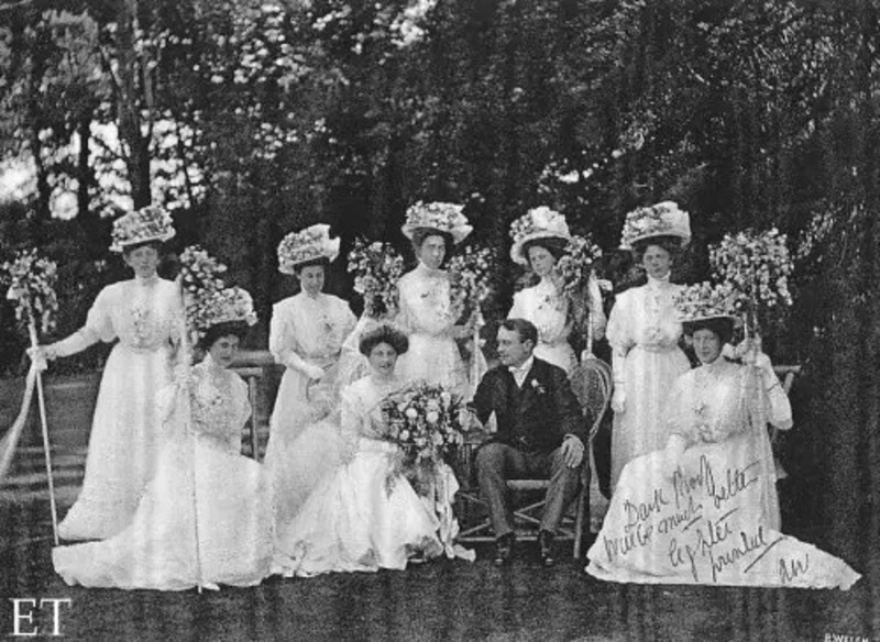 Group portrait from the wedding of Thomas Andrews and Helen Reilly Barbour, 1908