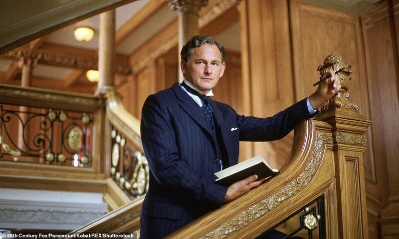 Photograph of Victor Garber as Thomas Andrews, standing on grand staircase, from James Cameron's Titanic (1997)