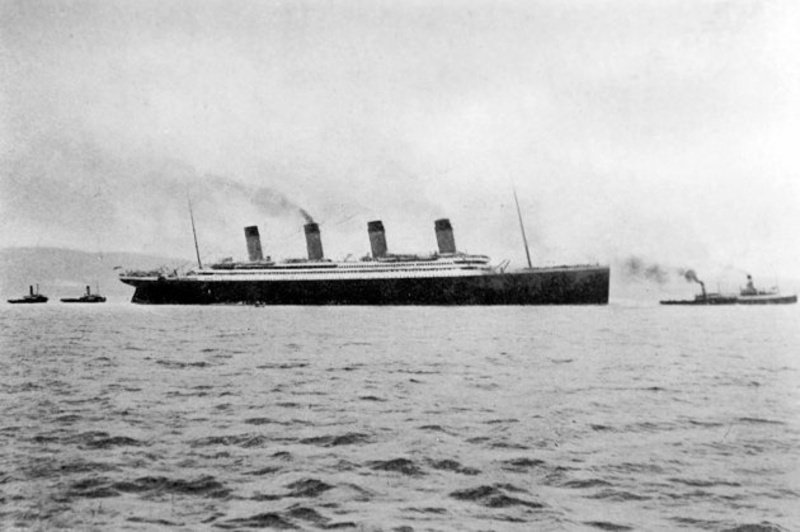 Ocean liner Titanic leaving Belfast Harbour